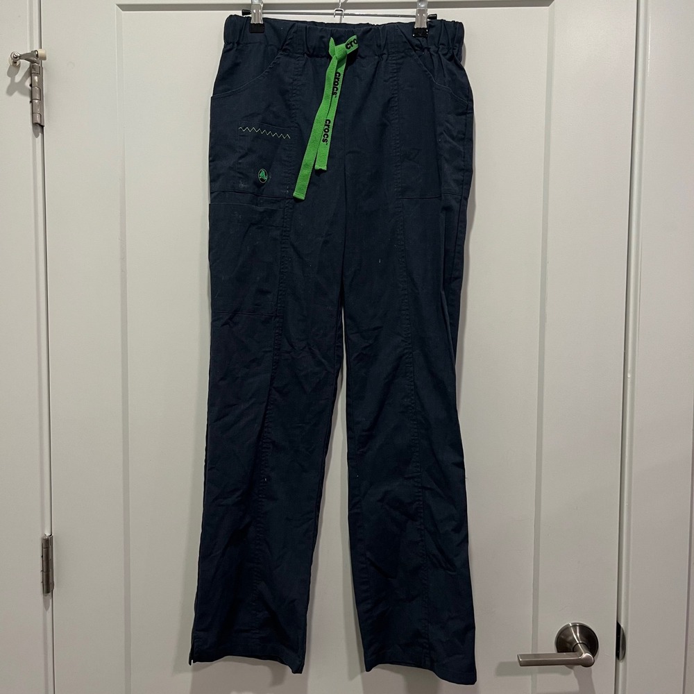 Crocs Medical Apparel Scrub Pants Navy Blue Lime Green Drawstring CPW0203CD